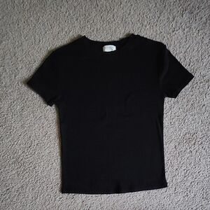 🎀Ultra Flirt Black Ribbed Short Sleeve Top Juniors Small🎀
